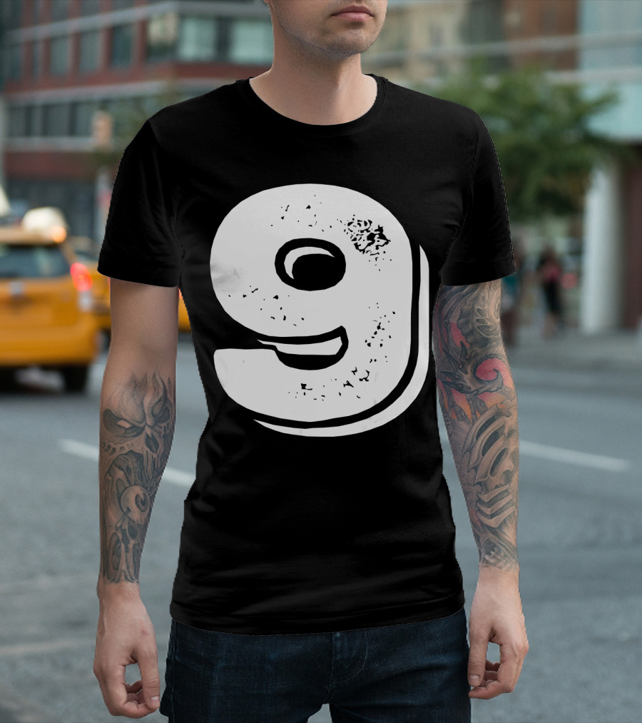 Number 9 Capital Alphabet College Varsity Athletic T-Shirt