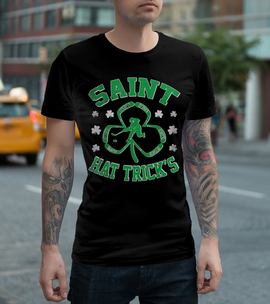 Saint Hat Trick's Ice Hockey Shamrock Player T-Shirt