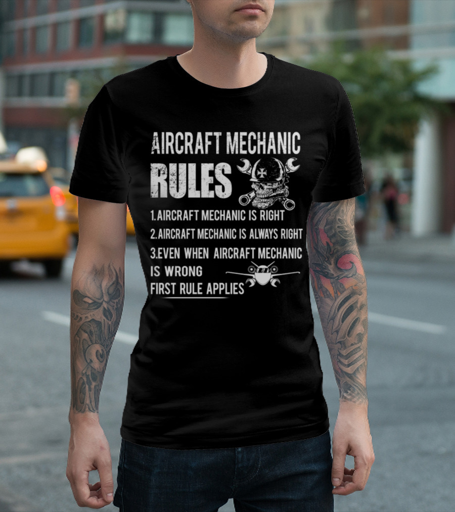 Aircraft Mechanic Rules Skull Wrench T-Shirt