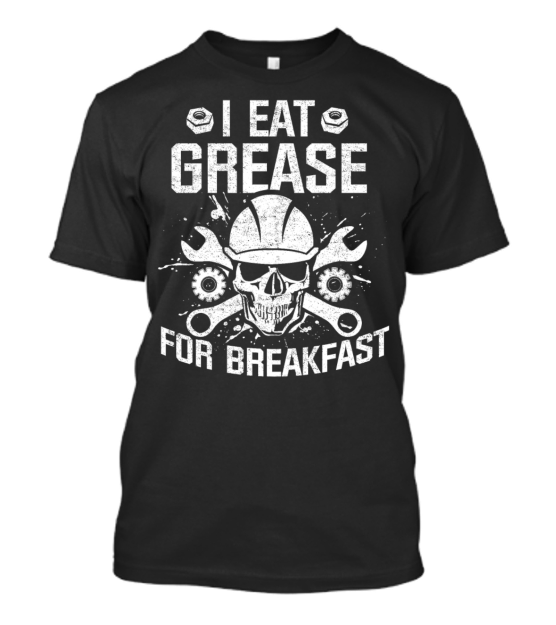 I Eat Grease For Breakfast Skull Wrench Mechanic Humor T-Shirt