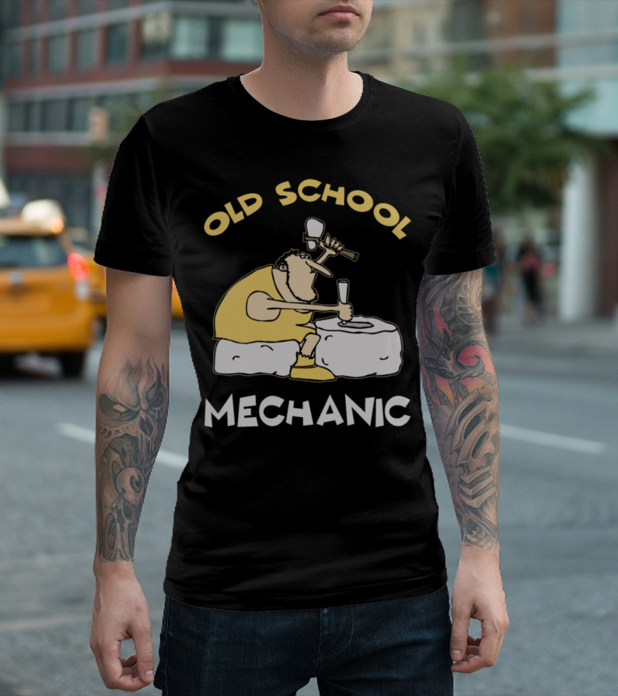 Old School Mechanic Stone Carving Hammer Chisel T-Shirt