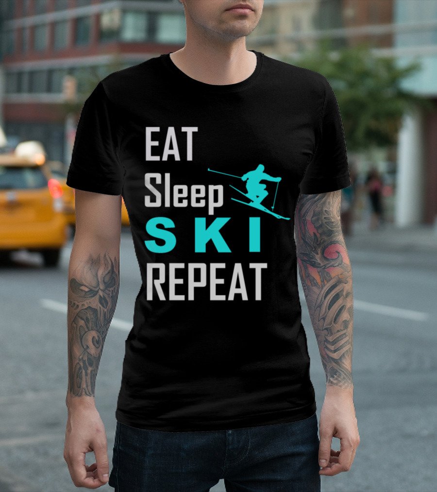 Eat Sleep Ski Repeat Skiing T-Shirt