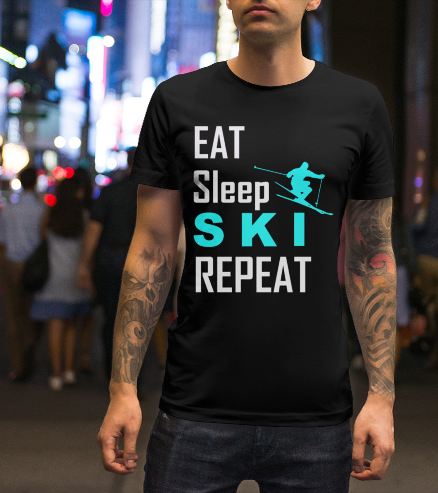 Eat Sleep Ski Repeat Skiing T-Shirt