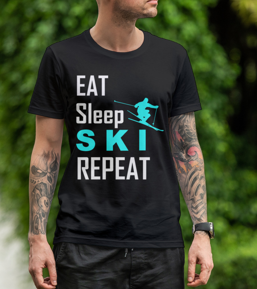Eat Sleep Ski Repeat Skiing T-Shirt