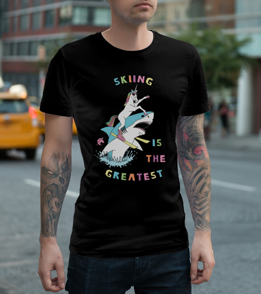 Skiing Unicorn Riding Shark Is The Greatest T-Shirt