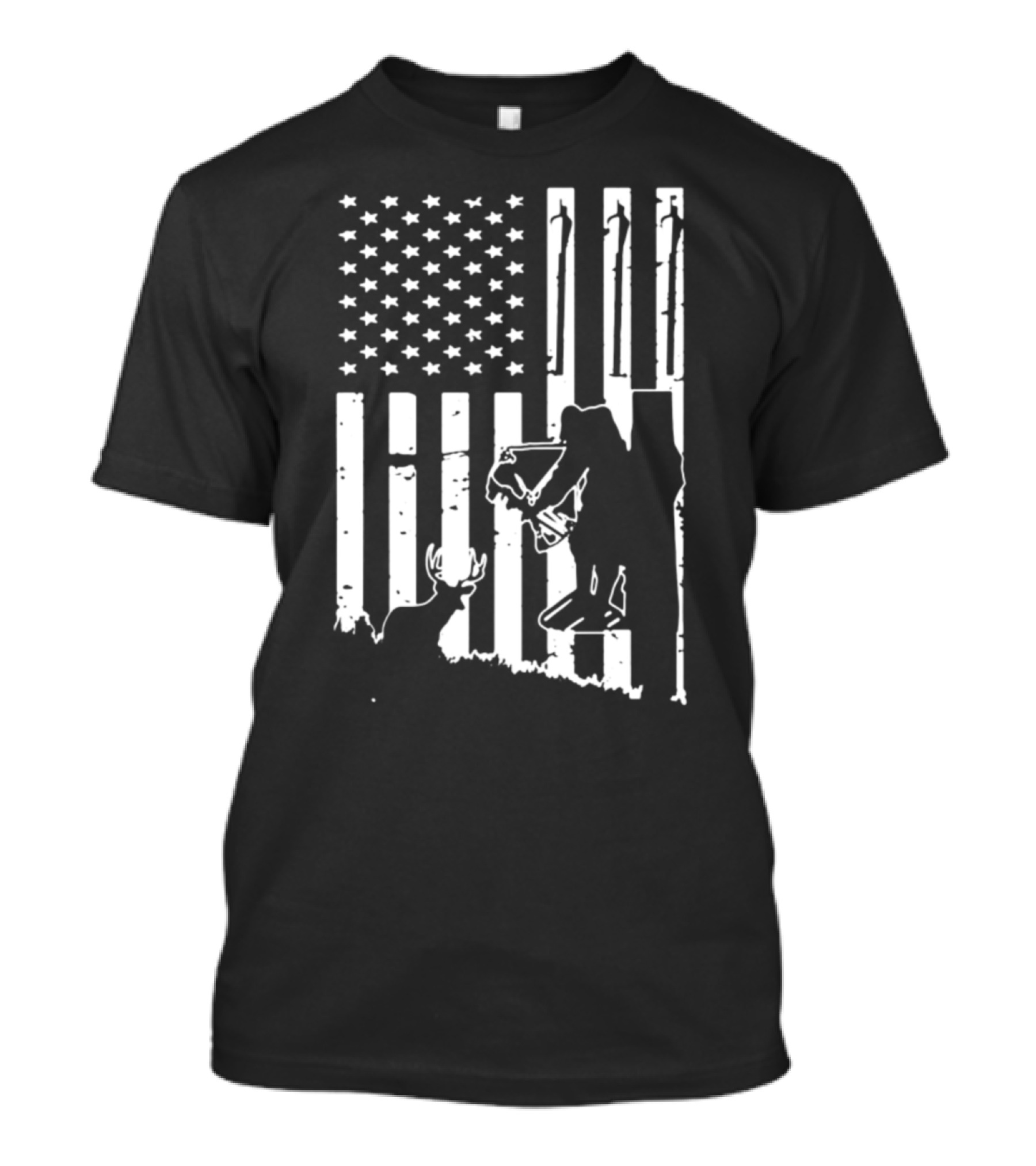 Bow Hunter American Flag With Deer T-Shirt