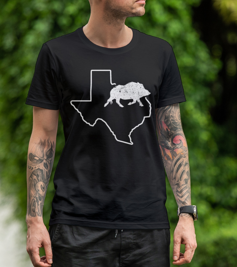 Feral Hogs Javelina Hog Texas Wild Boar State Outline T-Shirt