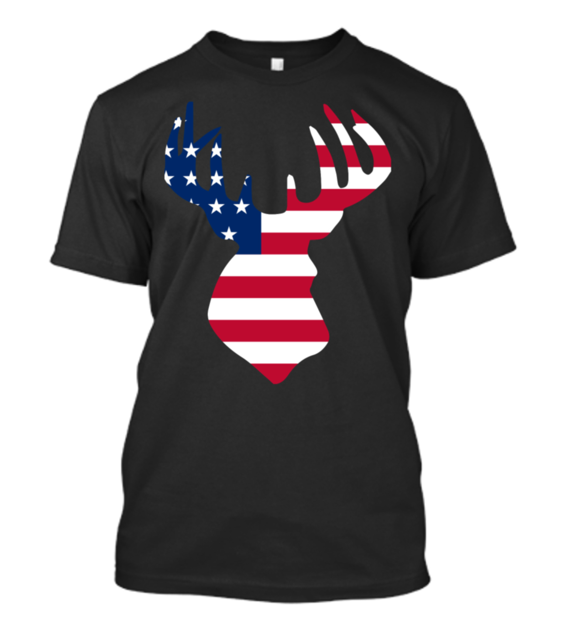 American Flag Deer Head Hunting T-Shirt