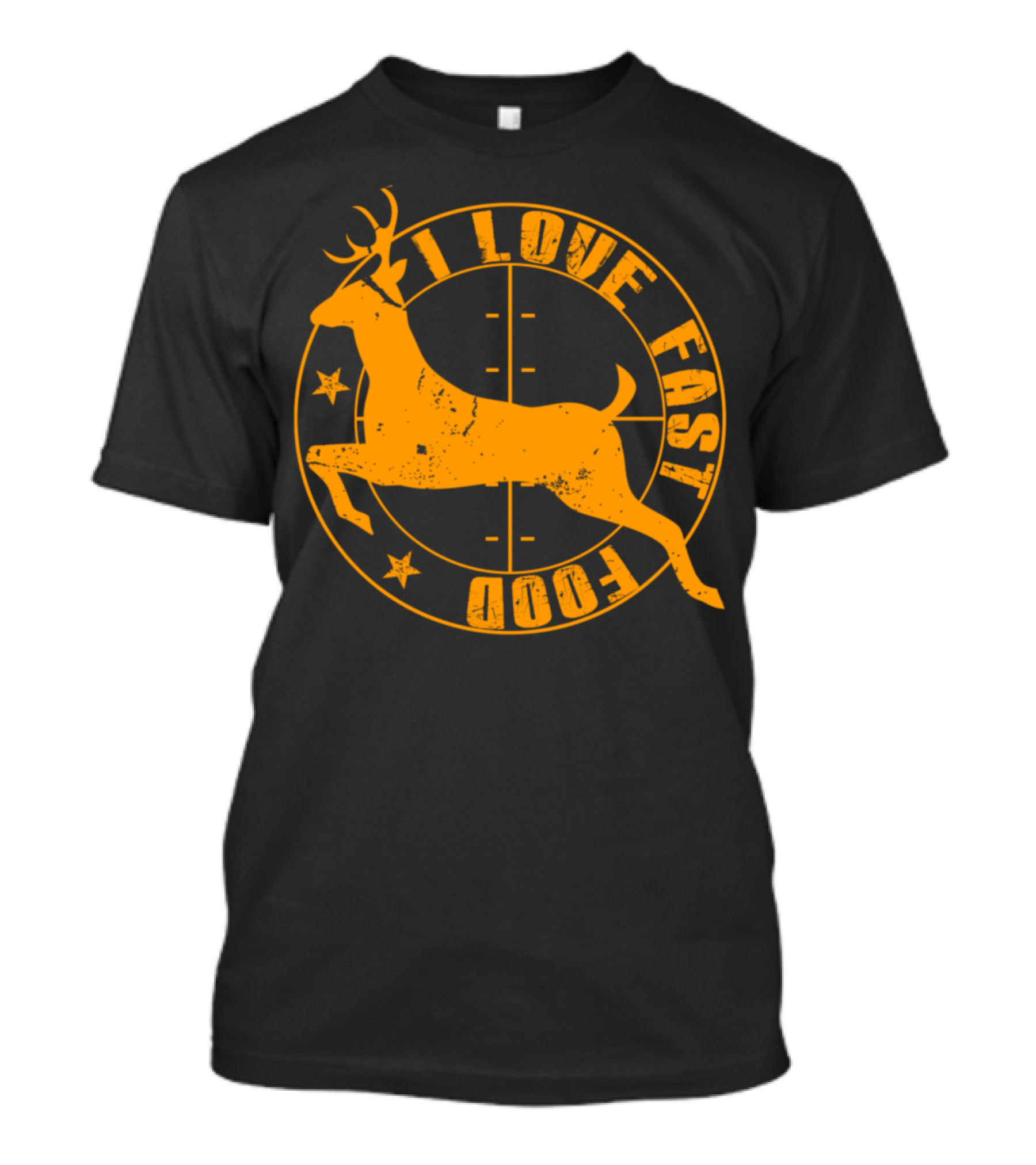 I Love Fast Food Deer Silhouette With Crosshairs And Stars T-Shirt