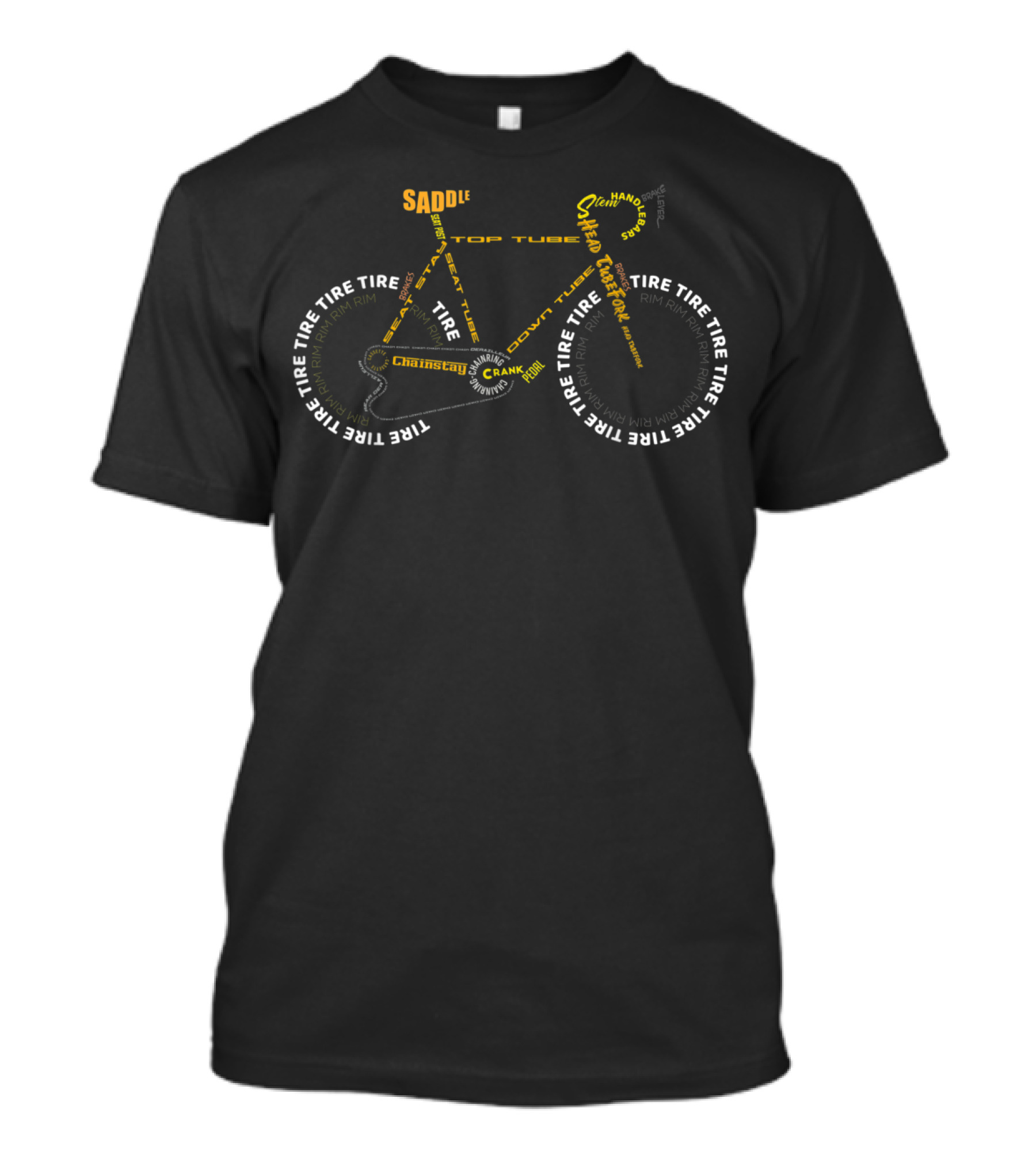 Bicycle Anatomy Cute Cycling Is Life Tire Saddle Handlebar Crank Chainstay Rim Tube T-Shirt