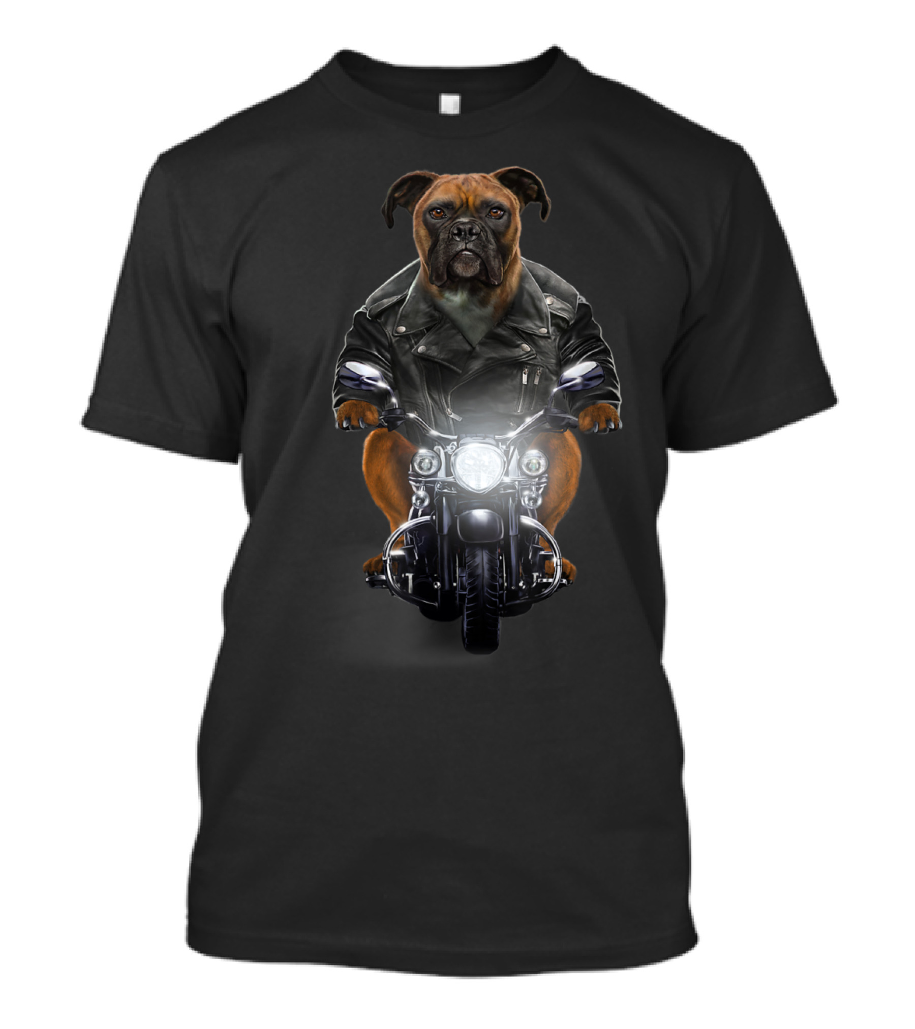Boxer Dog Motorcycle Rider In Leather Jacket T-Shirt