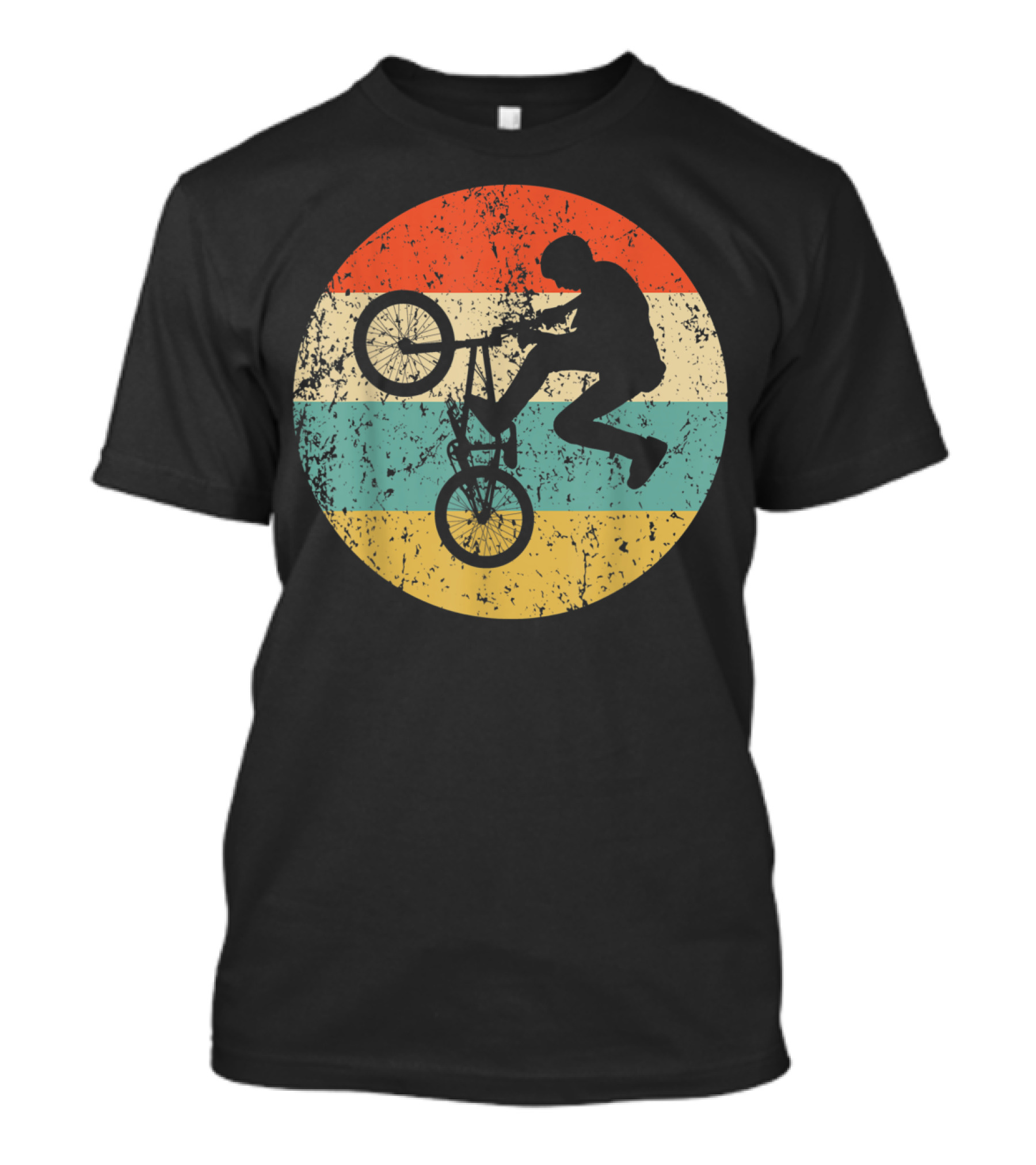 Bmx Vintage Retro Bike Rider Silhouette On T-Shirt