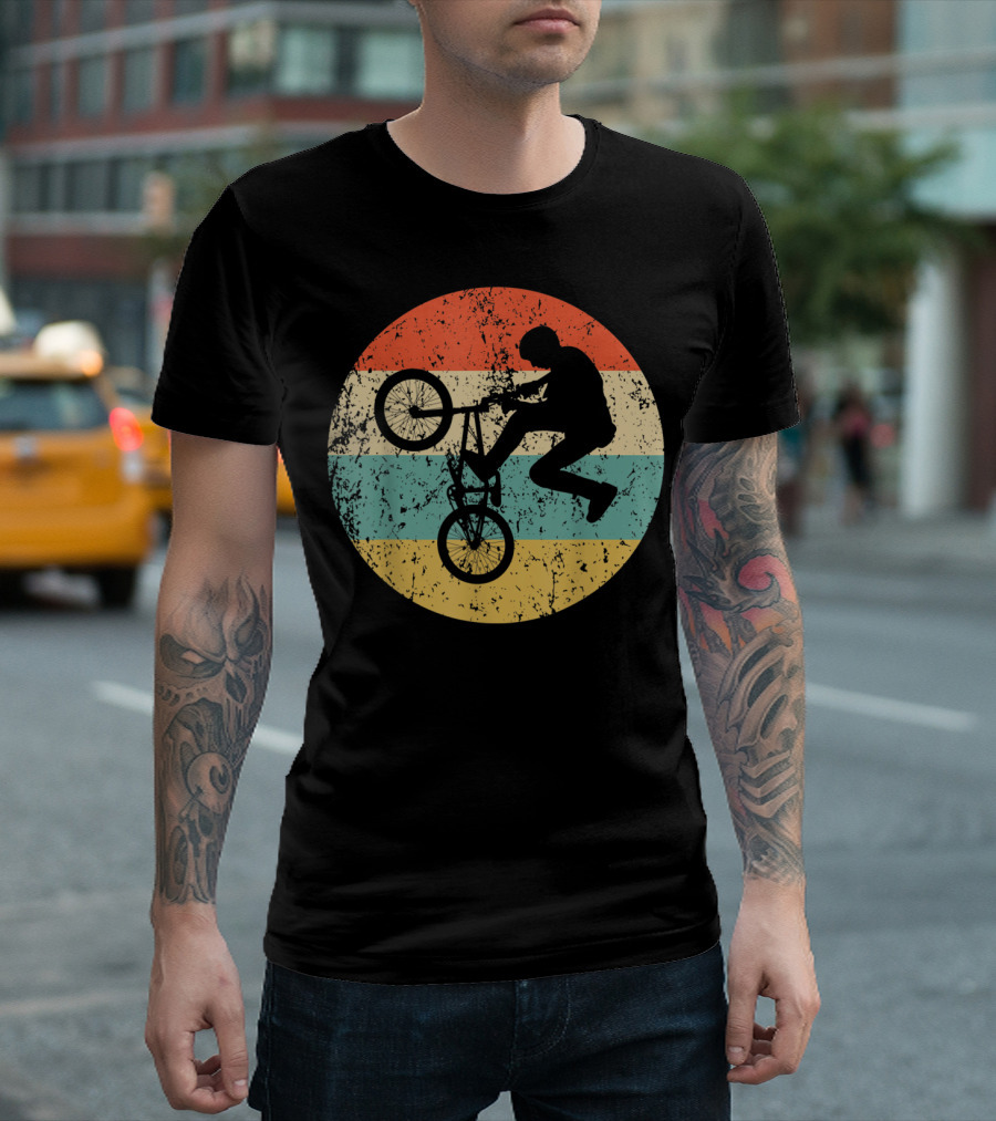 Bmx Vintage Retro Bike Rider Silhouette On T-Shirt