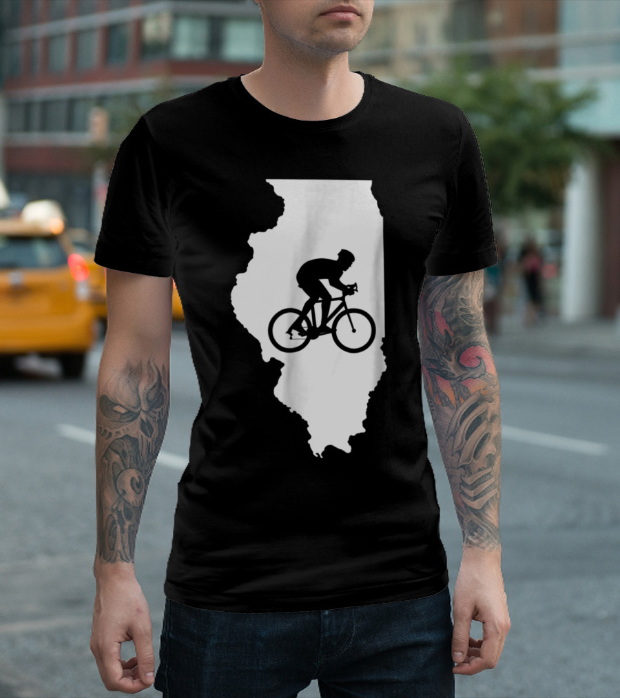 Illinois Biker Silhouette Love Mountain Biking T-Shirt