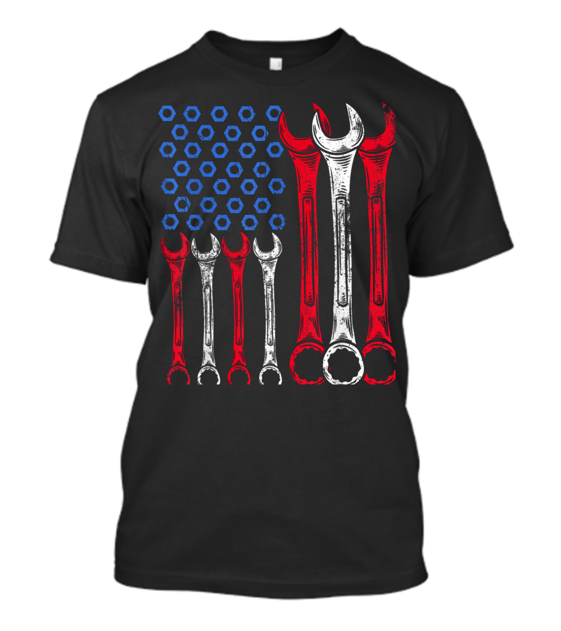 Mechanic Tools Wrenches USA Flag Design For Cycling And Bike Enthusiasts T-Shirt