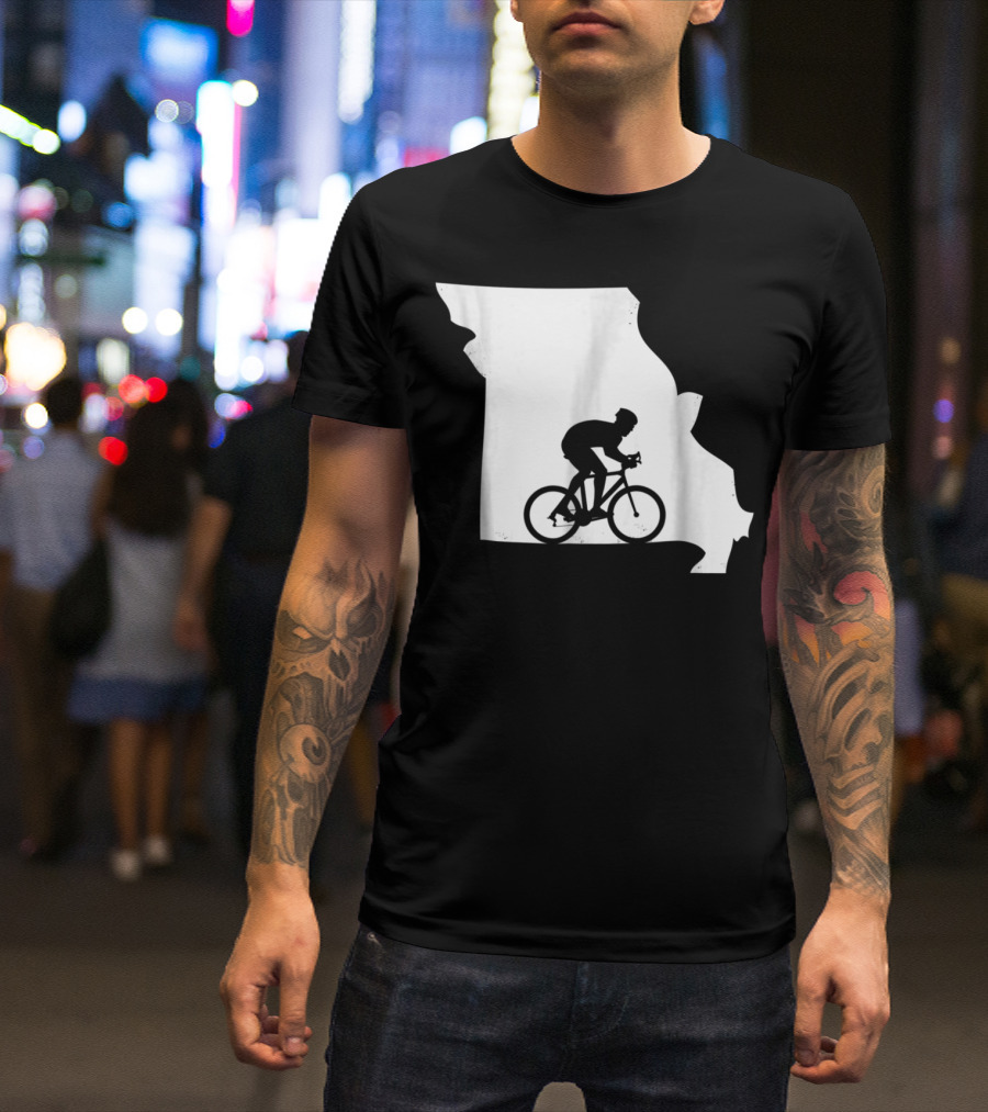 Missouri Biking Love Mountain Bike Silhouette Mo Biker T-Shirt