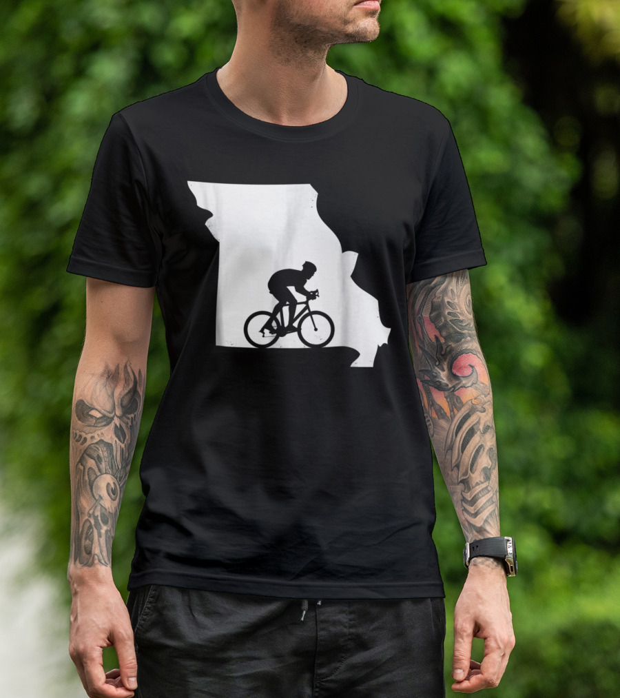 Missouri Biking Love Mountain Bike Silhouette Mo Biker T-Shirt