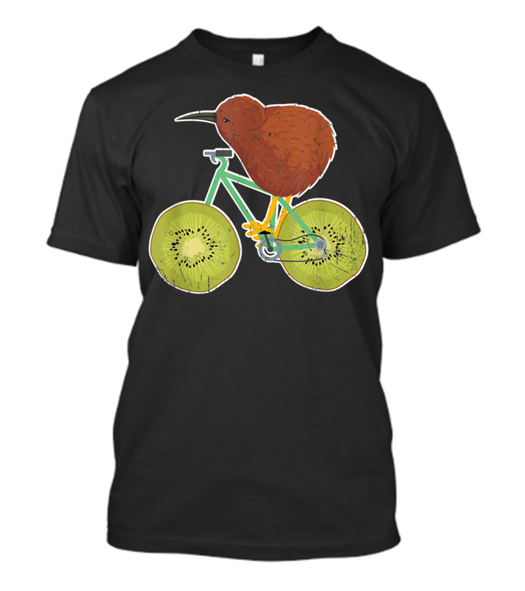 Kiwi On Bicycle With Kiwi Fruit Wheels For New Zealand Lovers T-Shirt