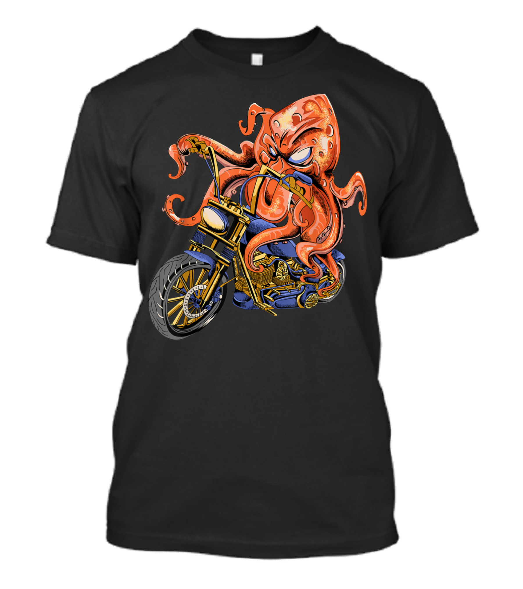 Octopus Riding Motorcycle Bike Biker Adventure T-Shirt