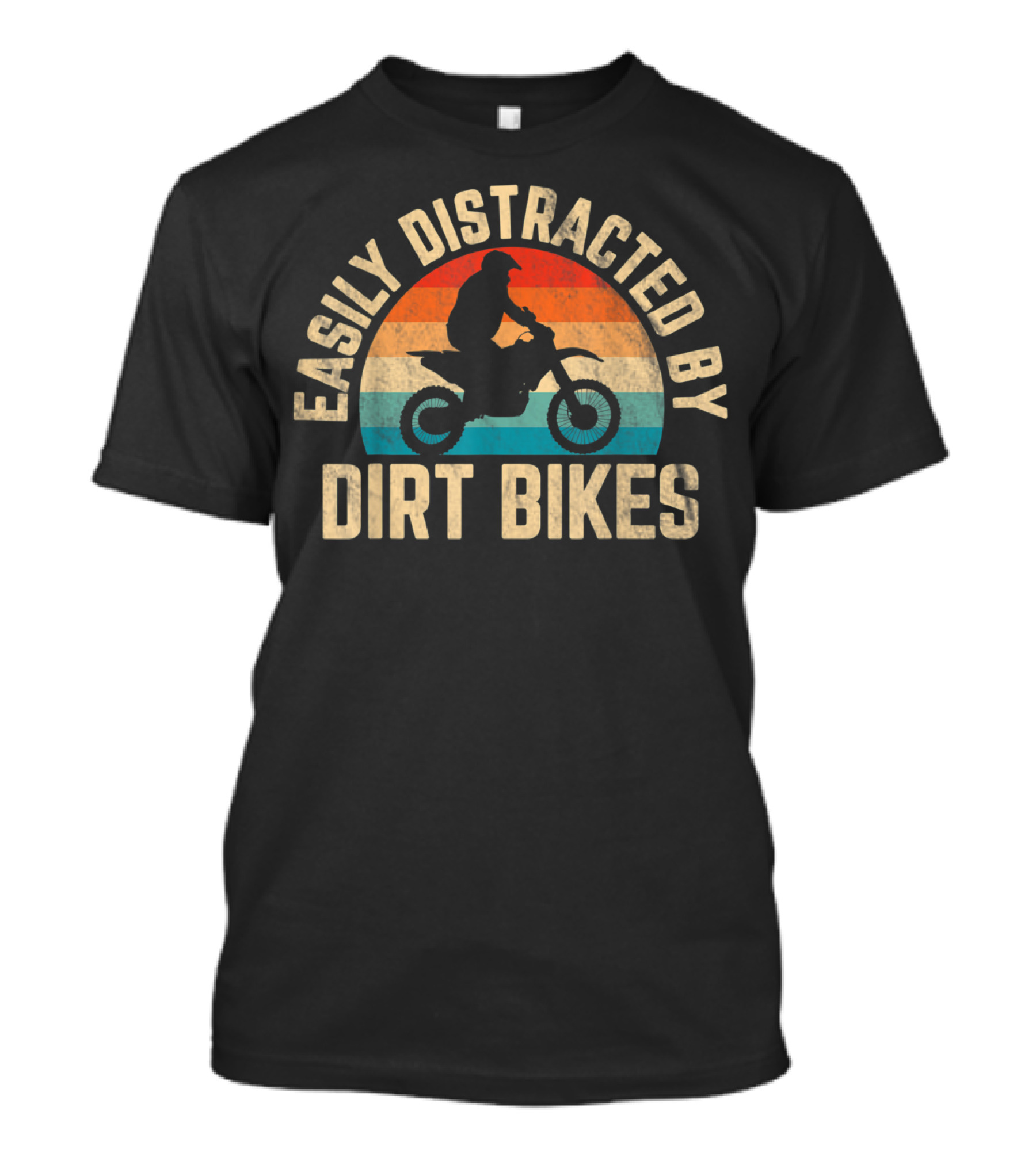 Retro Easily Distracted By Dirt Bikes Vintage Sunset Motocross T-Shirt