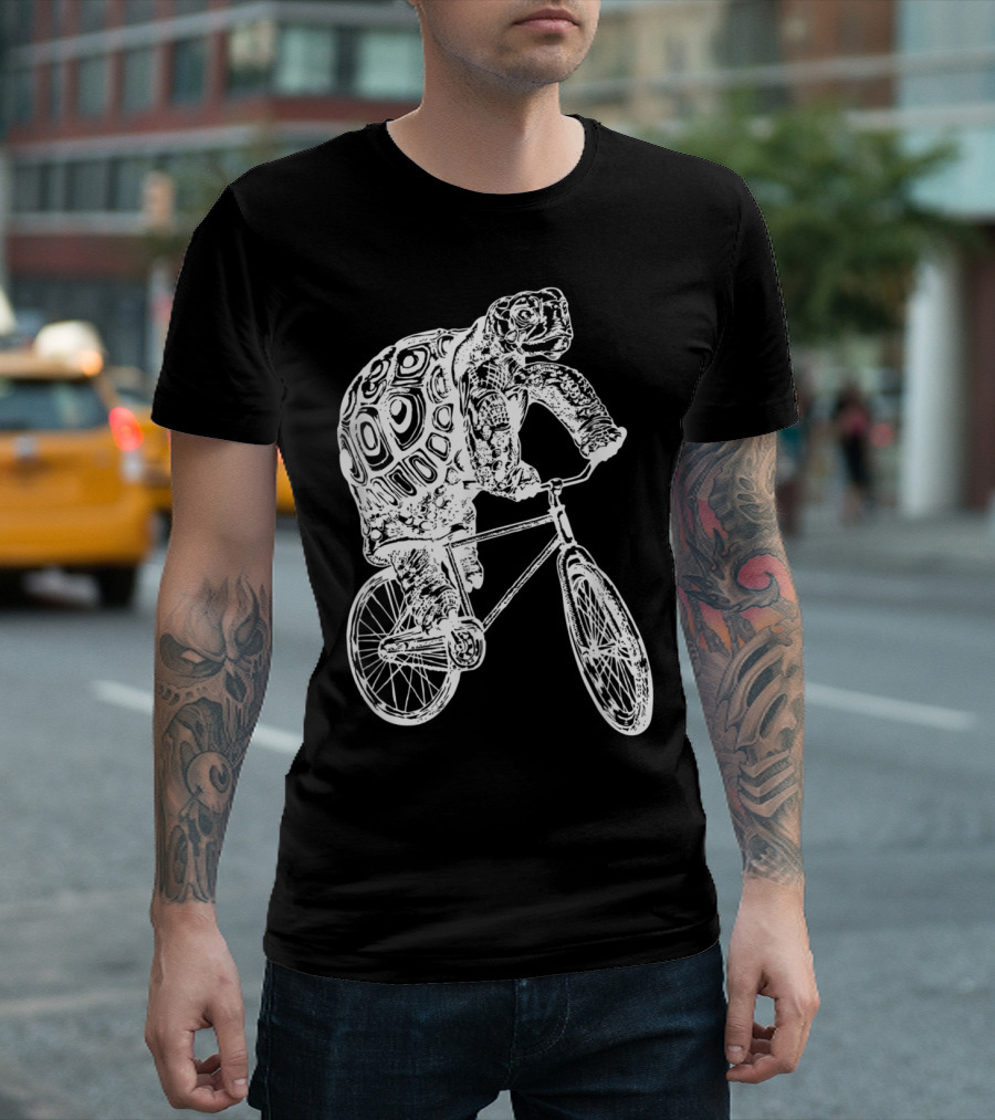 Seembo Turtle Riding a Bicycle Cyclist T-Shirt