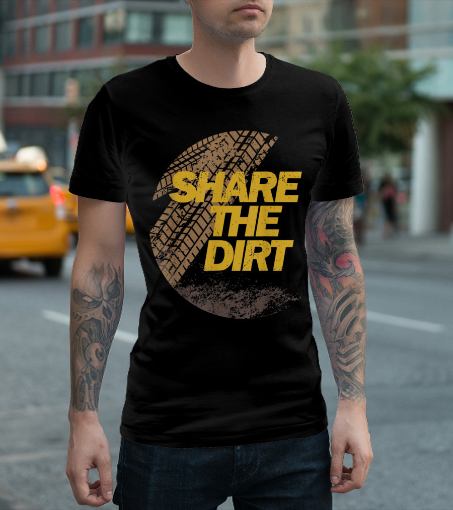 Share The Dirt Cycling Kids Biker Tire Track Moto T-Shirt
