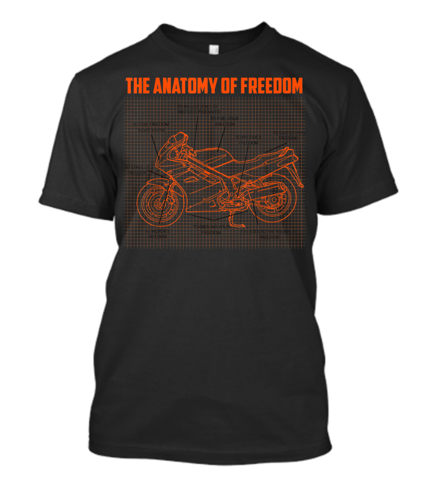The Anatomy Of Freedom Biker Blueprint Cute Motorbike T-Shirt