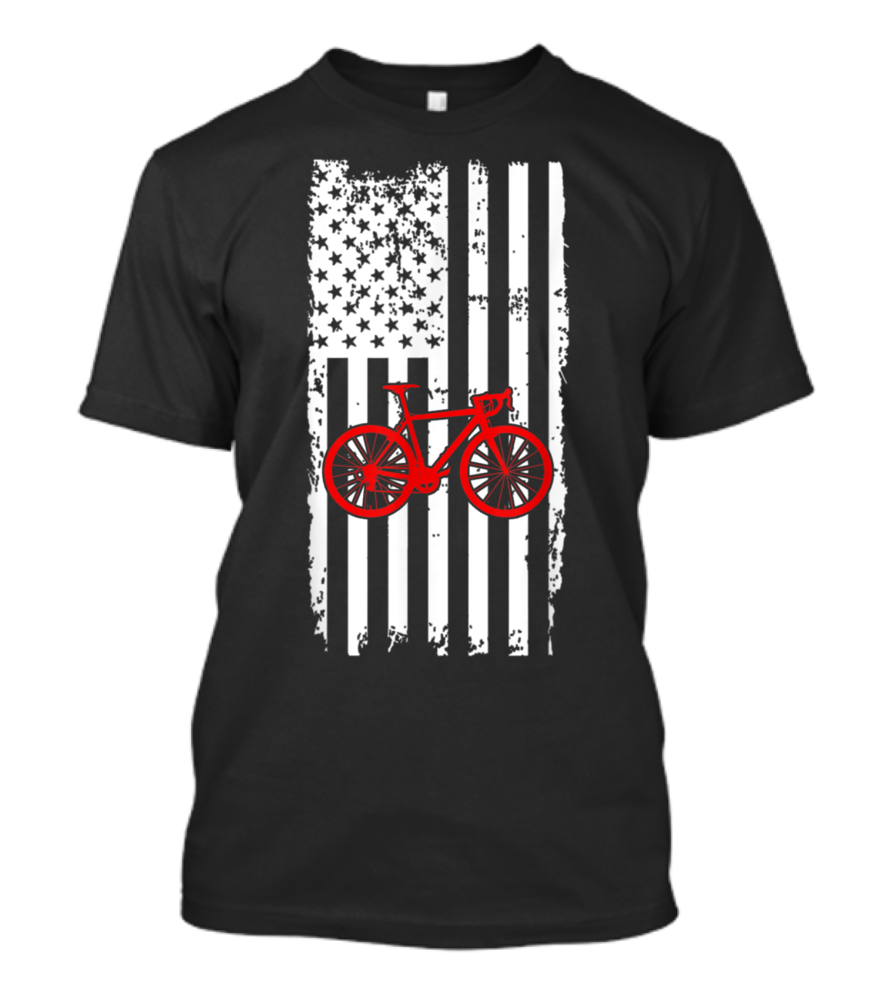 American Flag Red Vintage Bicycle Cycling T-Shirt