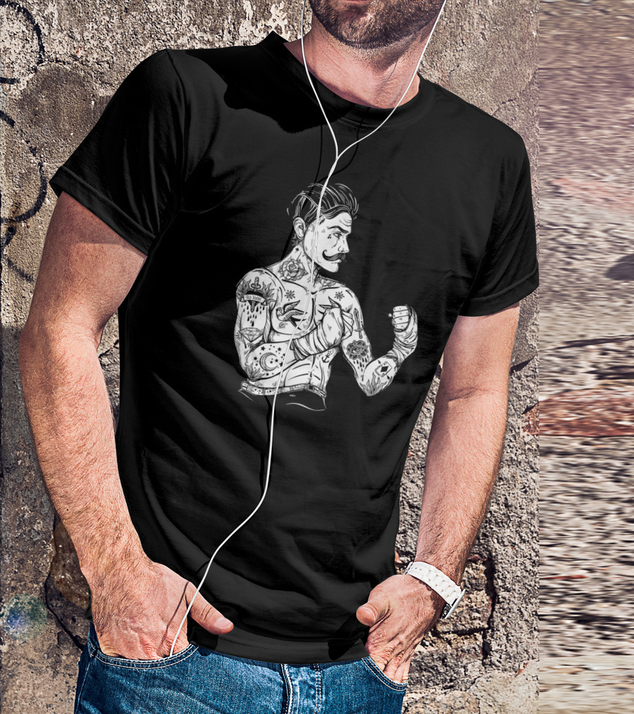 Vintage Tattooed Boxing Champion Boho Ink Aesthetic T-Shirt