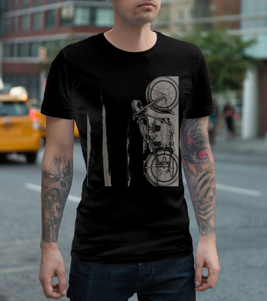 Vintage Retro Motorcycle Sketch T-Shirt