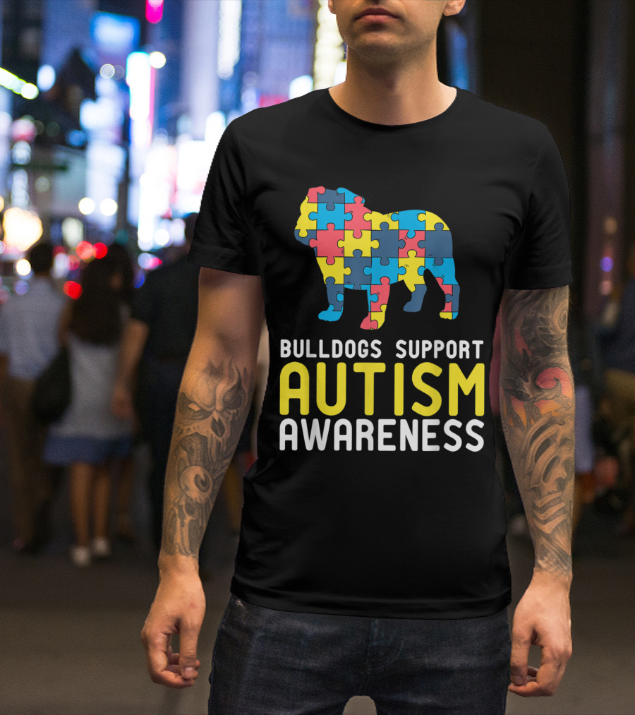 Bulldogs Support Autism Awareness Puzzle Piece T-Shirt