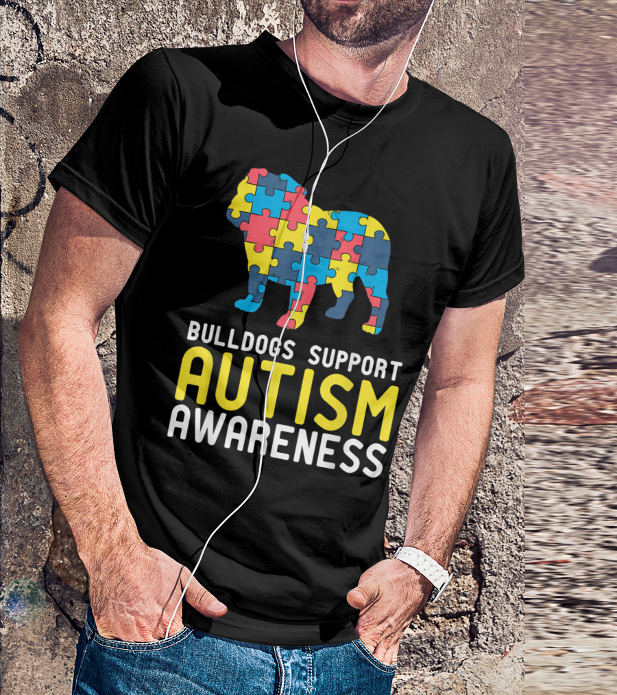 Bulldogs Support Autism Awareness Puzzle Piece T-Shirt