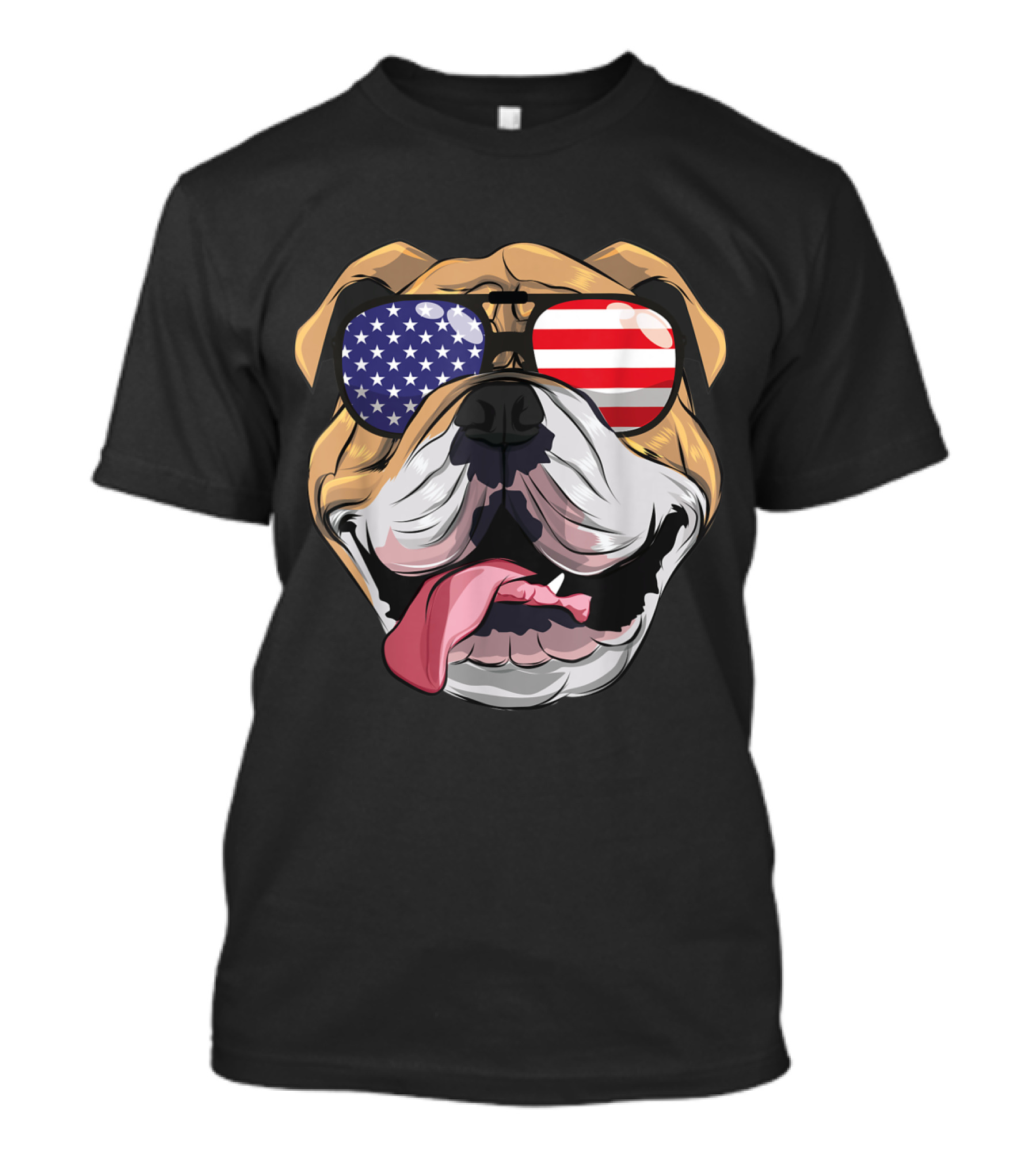 English Bulldog Wearing American Flag Sunglasses 4th Of July T-Shirt