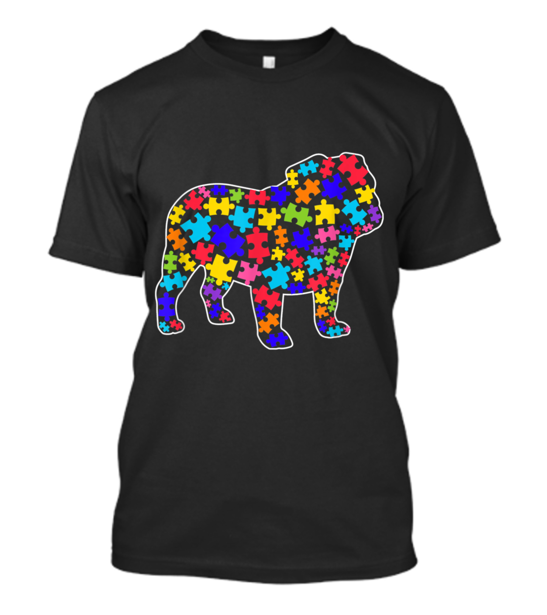 English Bulldog Autism Awareness Puzzle Piece T-Shirt