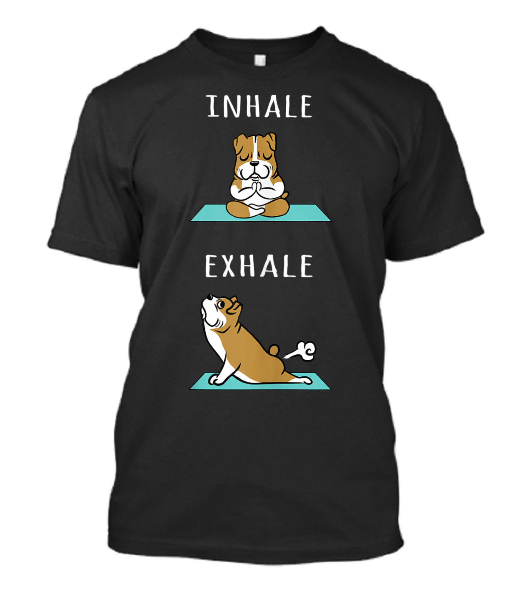 English Bulldog Inhale Exhale Yoga Funny Dog T-Shirt