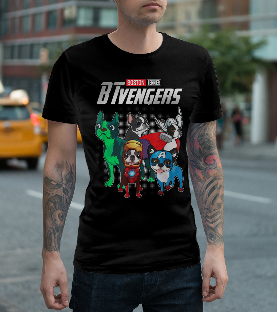 Btvengers Boston Terrier Avengers Parody Dogs T-Shirt