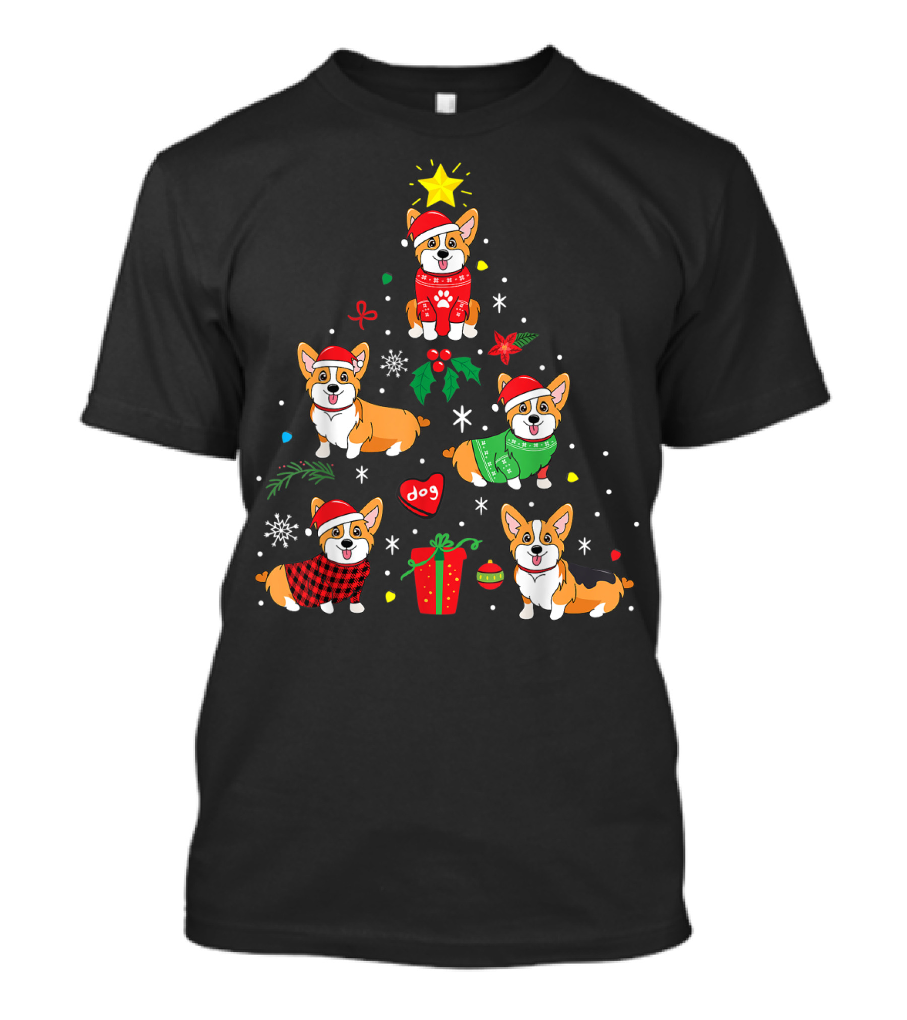 Corgi Christmas Tree Ornament Funny Dog Decor Holiday T-Shirt