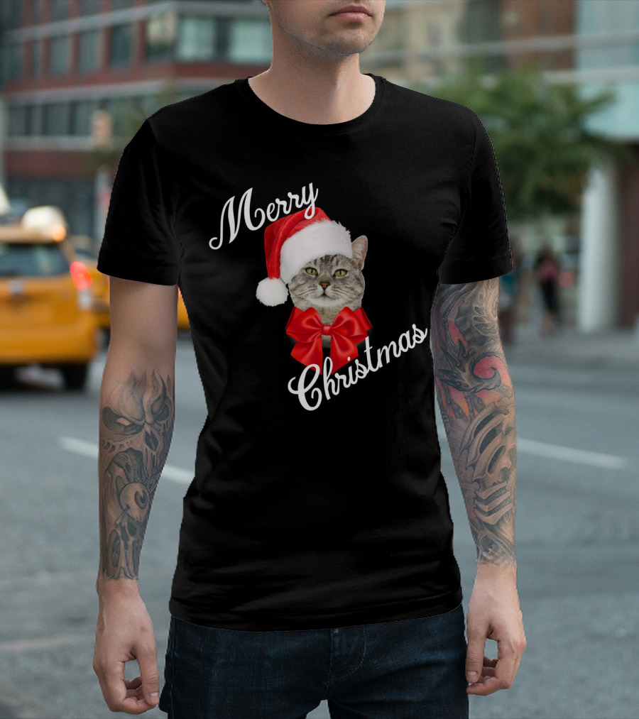 Merry Christmas Holiday Cat Lovers Santa T-Shirt