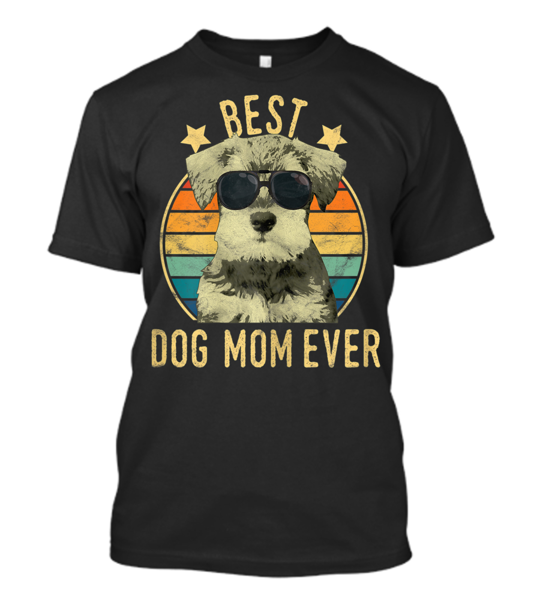 Best Dog Mom Ever Miniature Schnauzer Retro Sunglasses T-Shirt
