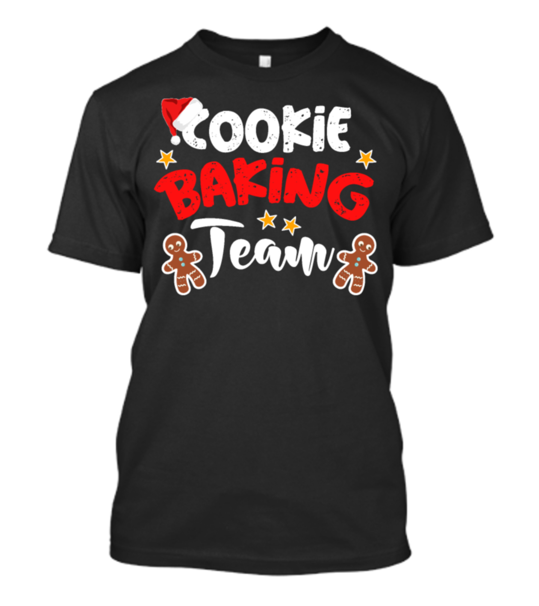 Cookie Baking Team Christmas Holiday Gingerbread Santa Hat Stars T-Shirt
