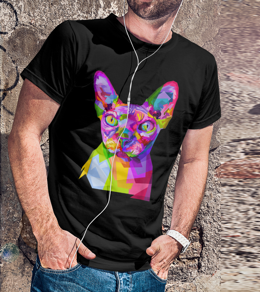 Colorful Sphynx Cat In Vibrant Pop T-Shirt