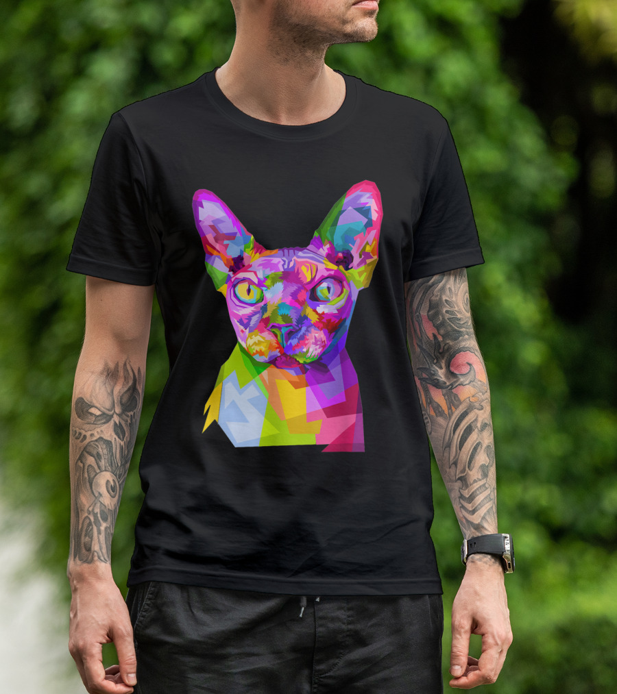 Colorful Sphynx Cat In Vibrant Pop T-Shirt