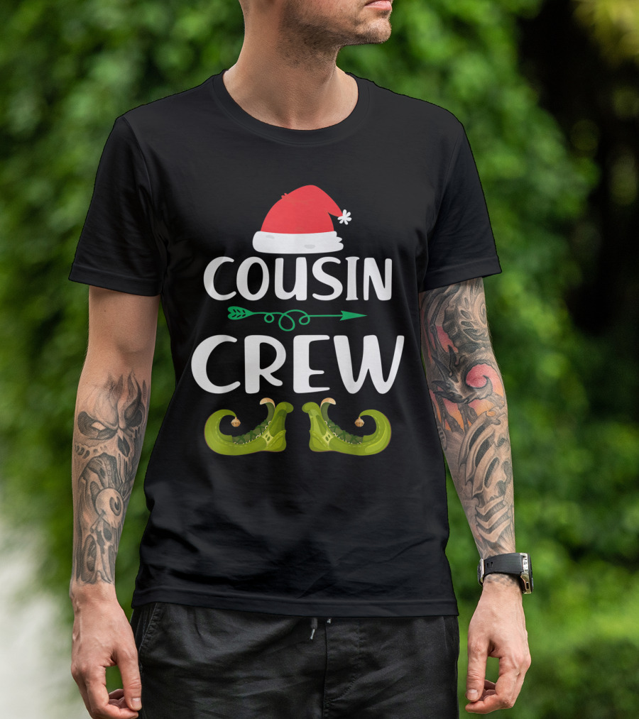 Cousin Crew Santa Hat And Elf Shoes Holiday Family T-Shirt