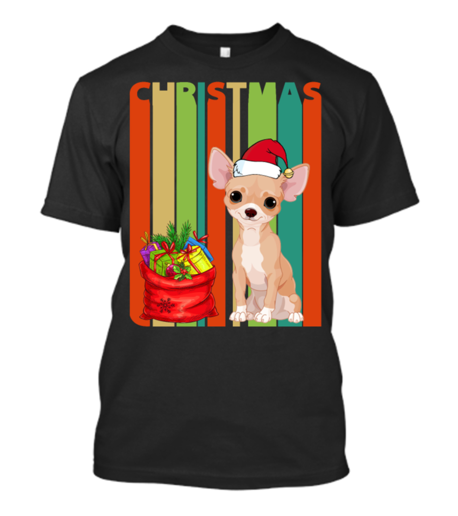 CHRISTMAS Chihuahua Santa Hat Present Bag T-Shirt