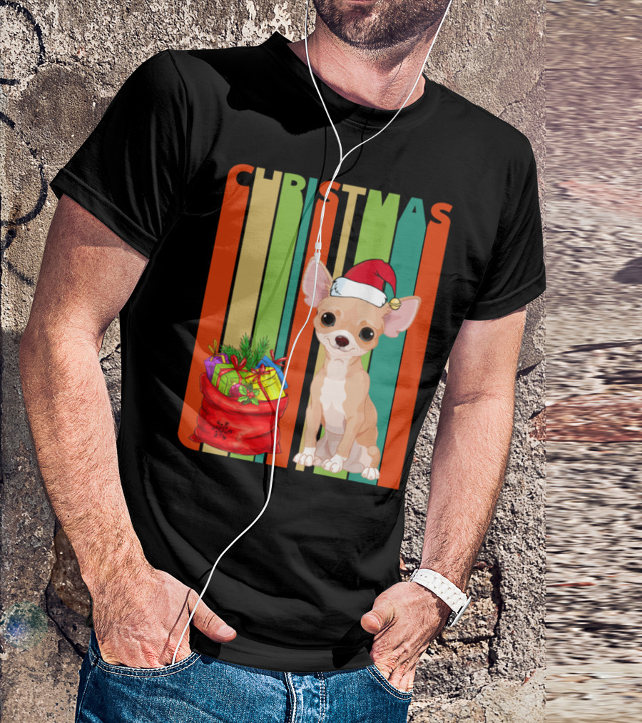CHRISTMAS Chihuahua Santa Hat Present Bag T-Shirt