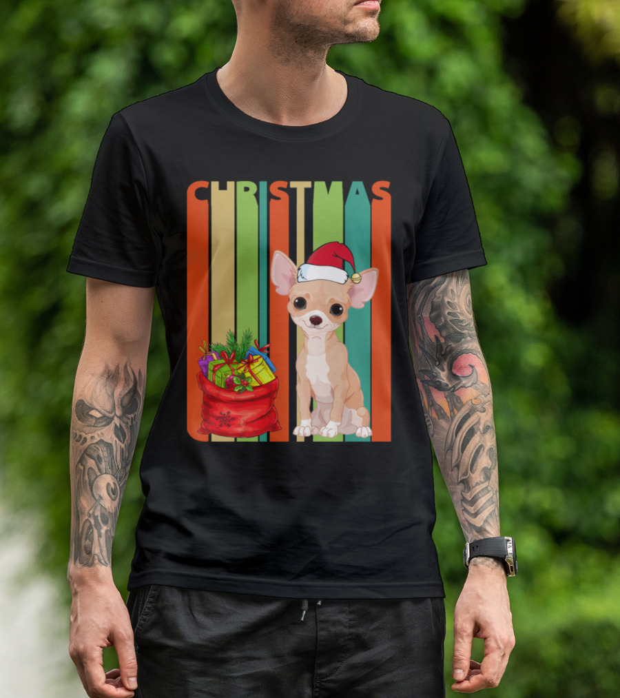 CHRISTMAS Chihuahua Santa Hat Present Bag T-Shirt