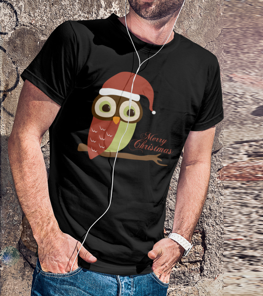Merry Christmas Santa Owl T-Shirt