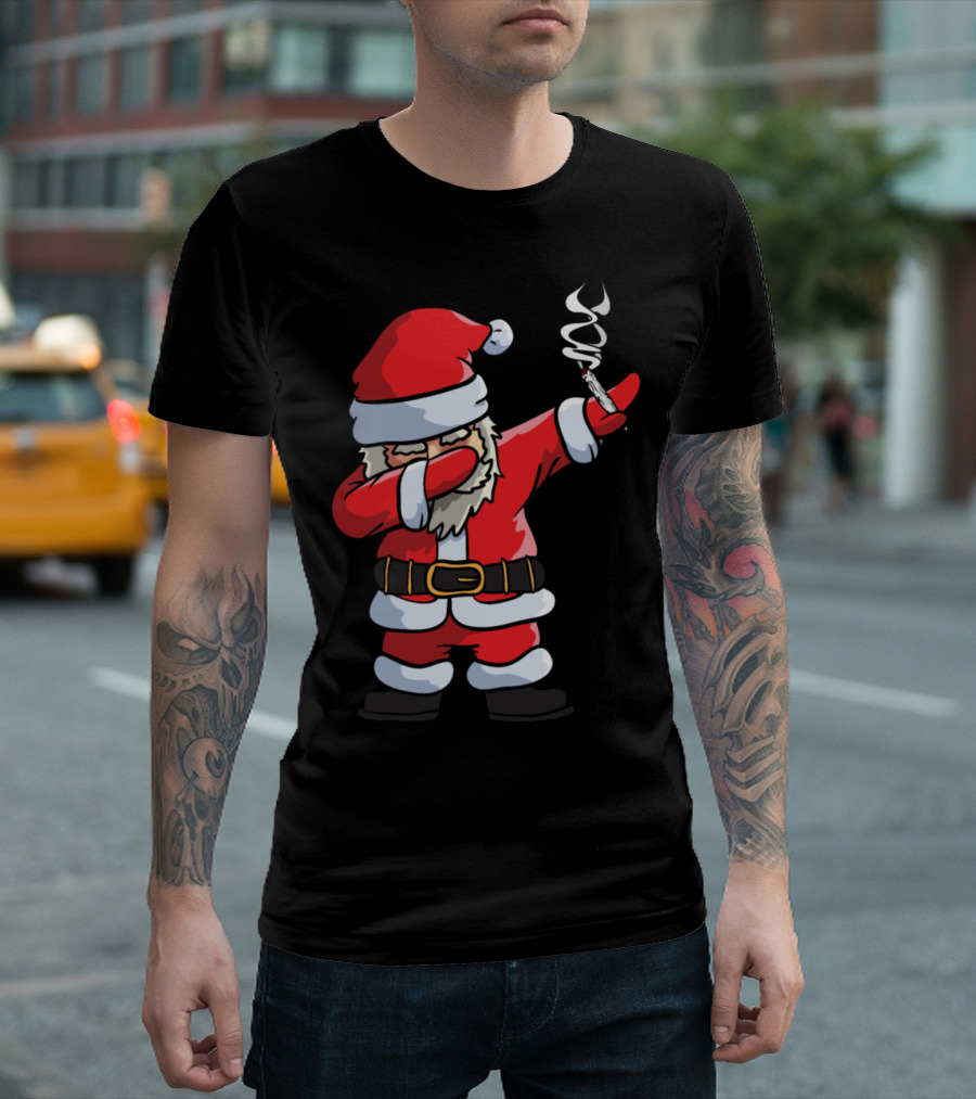 Santa Dabbing With Smoking Joint Marijuana T-Shirt