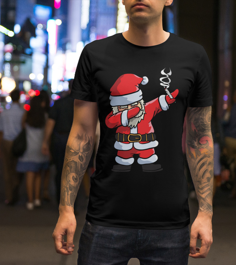 Santa Dabbing With Smoking Joint Marijuana T-Shirt