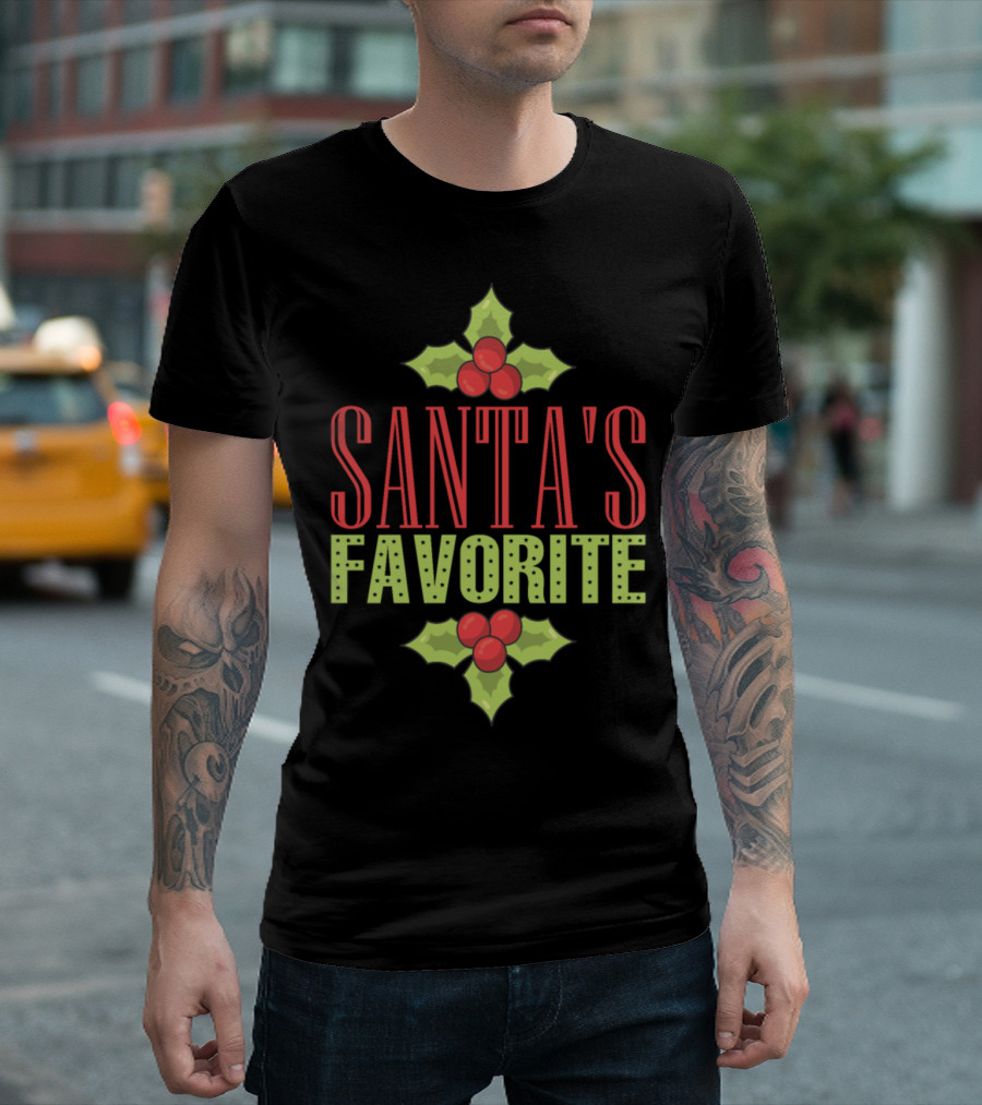 Santa's Favorite Holly Decoration Christmas Present T-Shirt